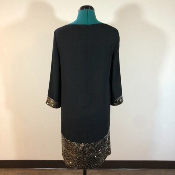 Erin Fetherston Sequin Panel Black Shift Dress - Size 4 - Picture 4 of 8